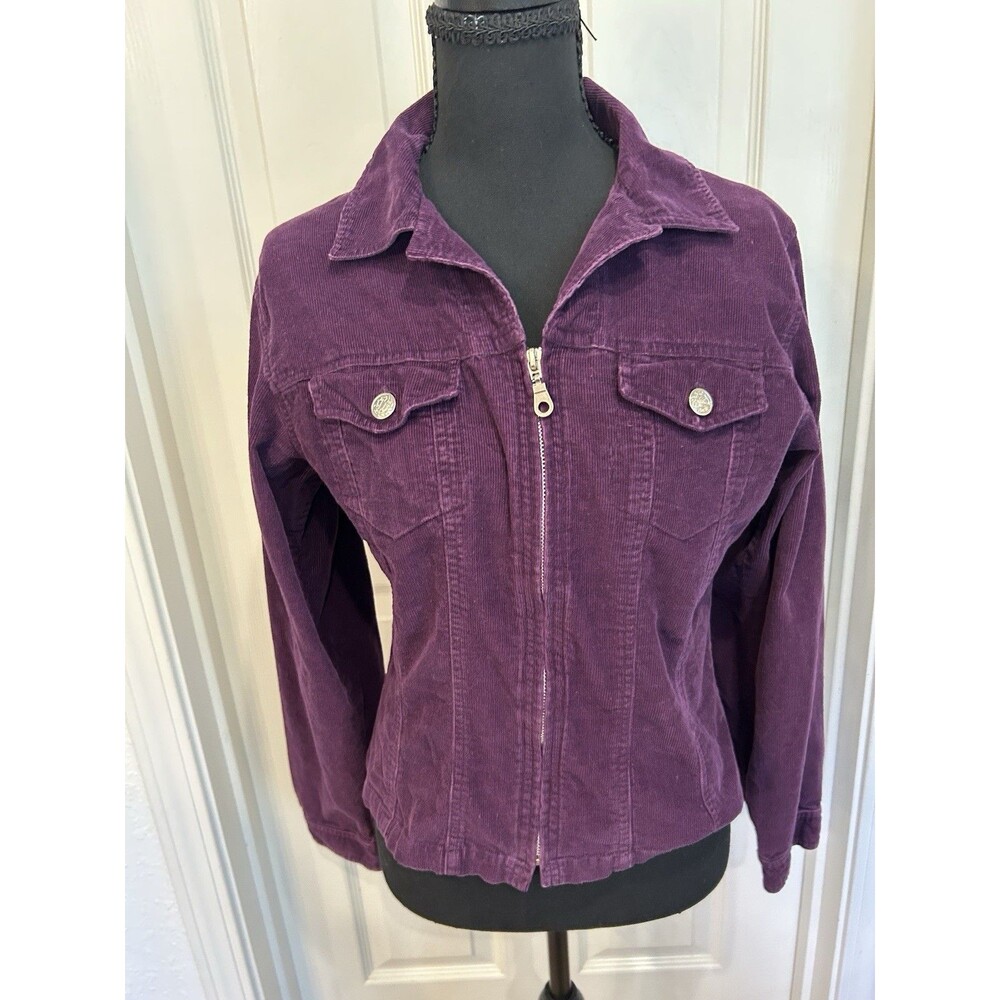 Y2K Vintage 2001 A Byer Women Purple Corduroy Blazer Jacket Sz M Soft Cotton Fit
